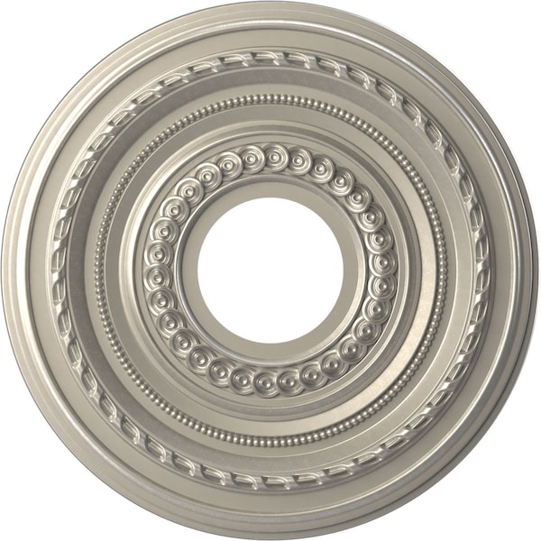 Ekena Millwork Cole PVC Ceiling Medallion (Canopies up to 4 1/4"), 13"OD x 3 1/2"ID x 3/4"P, Bright Coat Aluminum CMP13COBAL - main